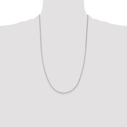 26 Inch Sterling Silver 1.5mm Beveled Oval Cable Chain Necklace