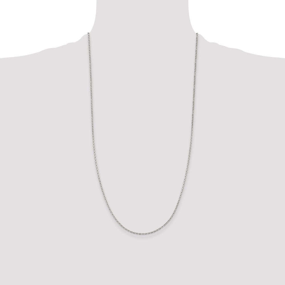 28 Inch Sterling Silver 1.5mm Beveled Oval Cable Chain Necklace
