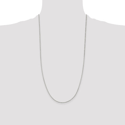 28 Inch Sterling Silver 1.5mm Beveled Oval Cable Chain Necklace