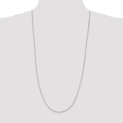 30 Inch Sterling Silver 1.5mm Beveled Oval Cable Chain Necklace