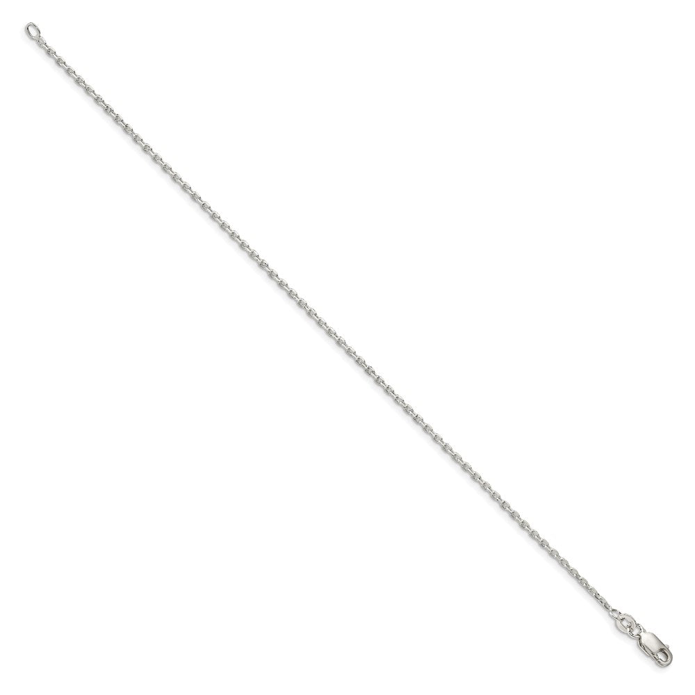 8 Inch Sterling Silver 1.5mm Beveled Oval Cable Chain Bracelet