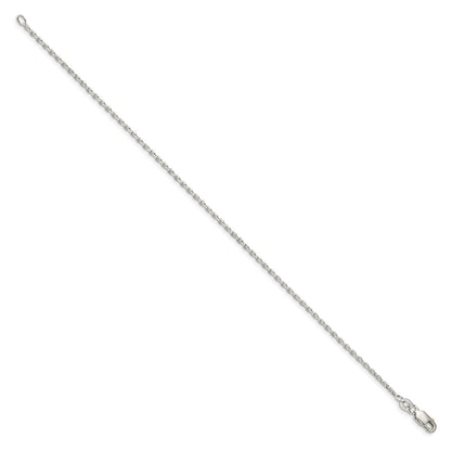 8 Inch Sterling Silver 1.5mm Beveled Oval Cable Chain Bracelet