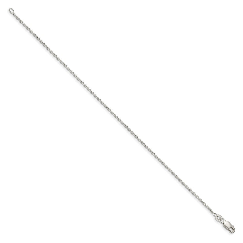 8 Inch Sterling Silver 1.5mm Beveled Oval Cable Chain Bracelet
