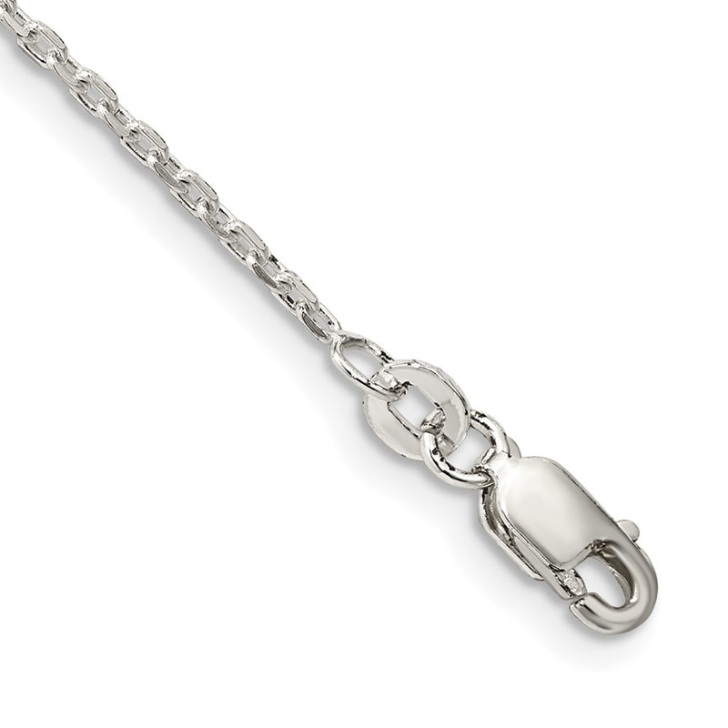 7 Inch Sterling Silver 1.5mm Beveled Oval Cable Chain Bracelet