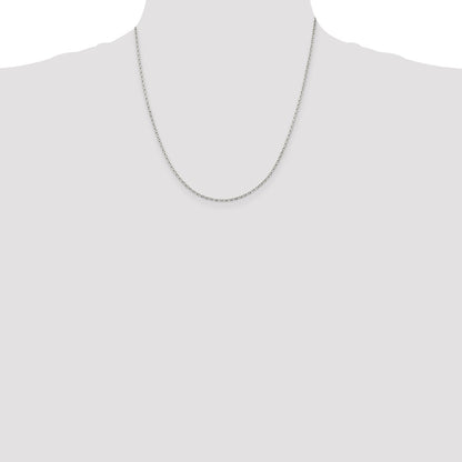 20 Inch Sterling Silver Rhodium-Plated 1.5mm Beveled Oval Cable Chain Necklace