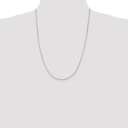 24 Inch Sterling Silver Rhodium-Plated 1.5mm Beveled Oval Cable Chain Necklace