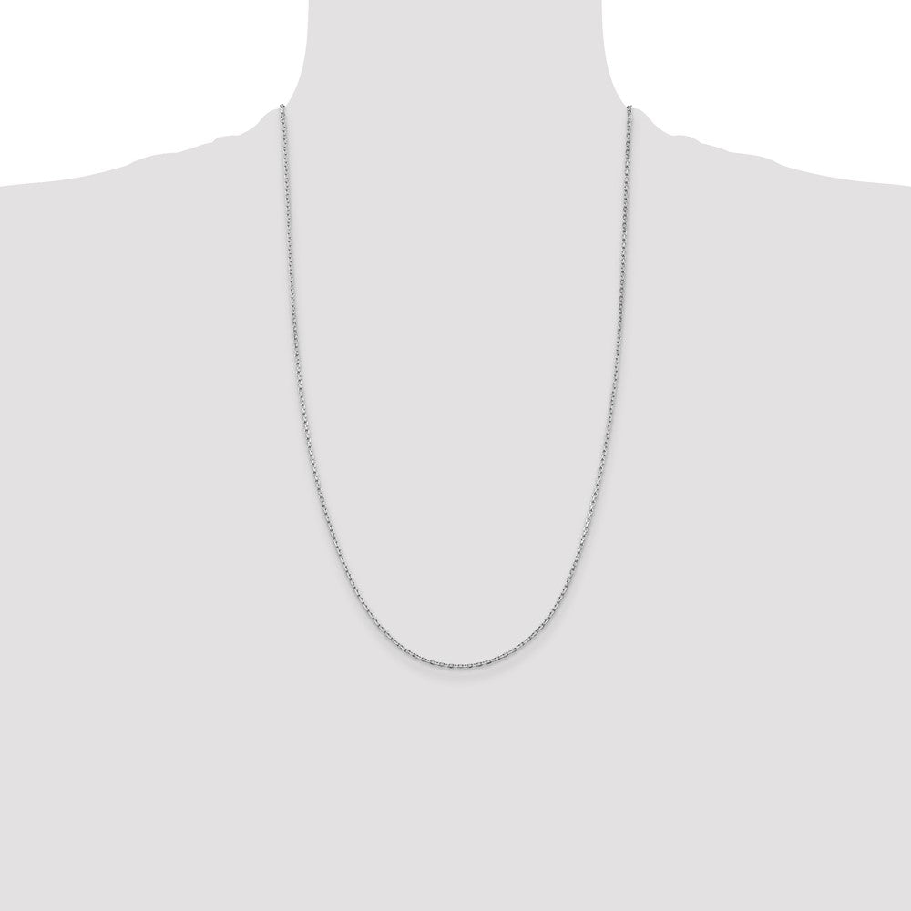 26 Inch Sterling Silver Rhodium-Plated 1.5mm Beveled Oval Cable Chain Necklace