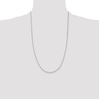 26 Inch Sterling Silver Rhodium-Plated 1.5mm Beveled Oval Cable Chain Necklace
