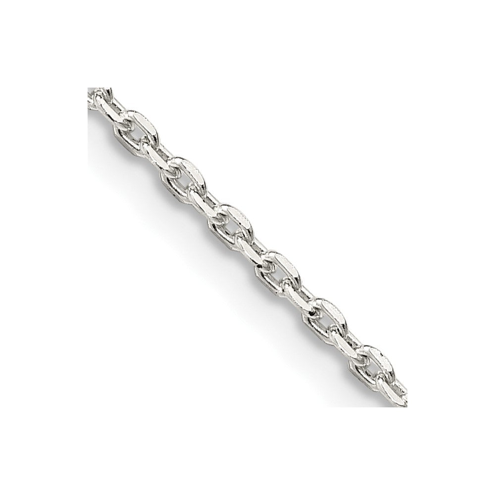 28 Inch Sterling Silver 1.5mm Beveled Oval Cable Chain Necklace