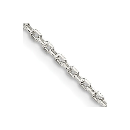 28 Inch Sterling Silver 1.5mm Beveled Oval Cable Chain Necklace