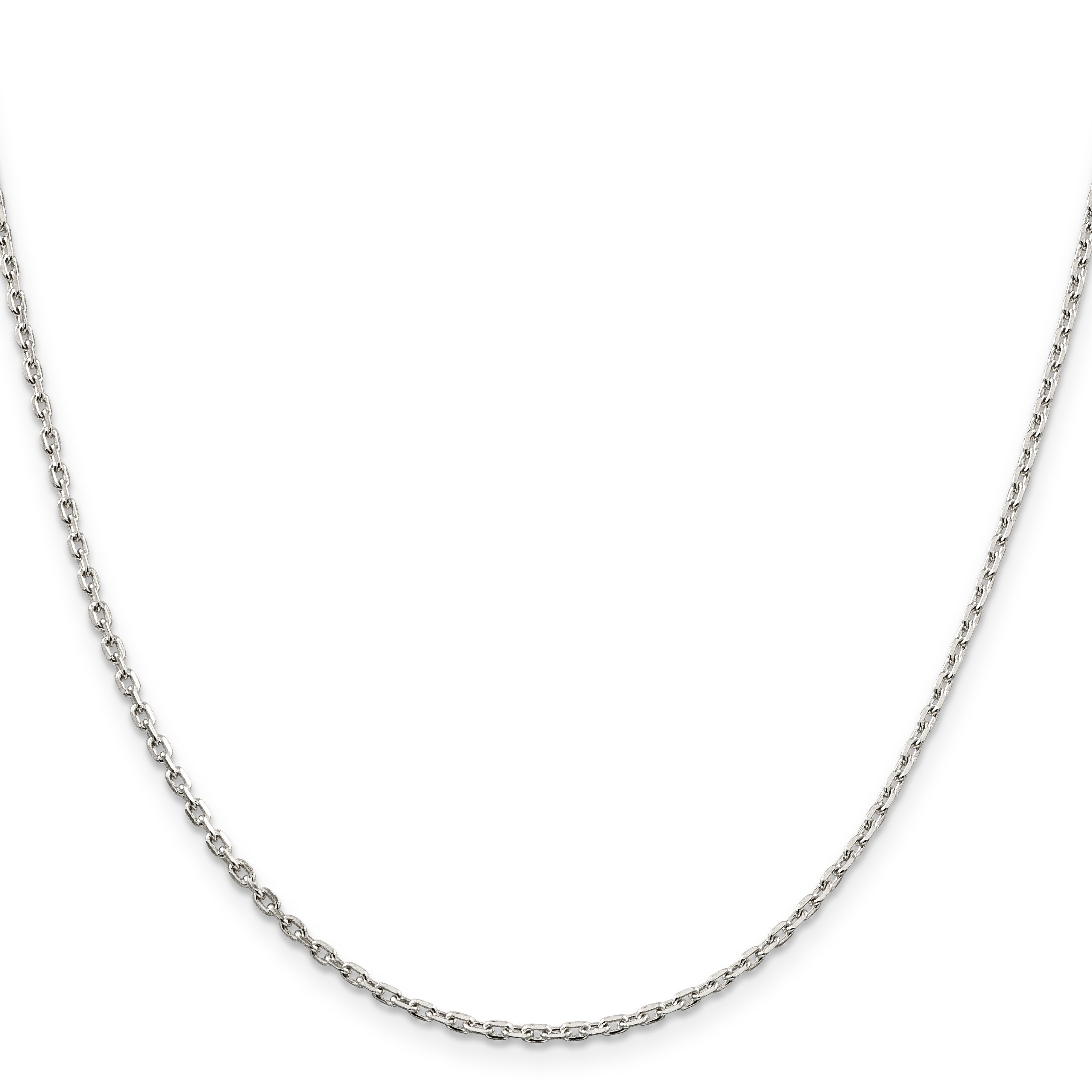 14 Inch Sterling Silver 2mm Beveled Oval Cable Chain