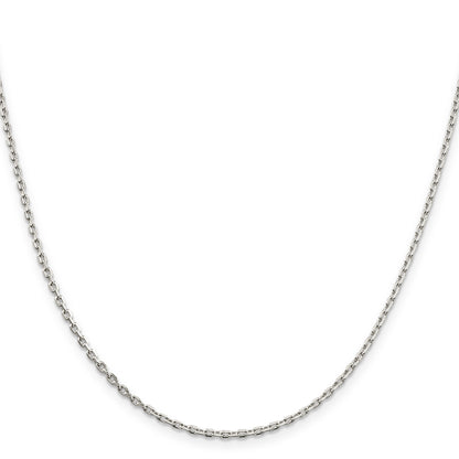 14 Inch Sterling Silver 2mm Beveled Oval Cable Chain