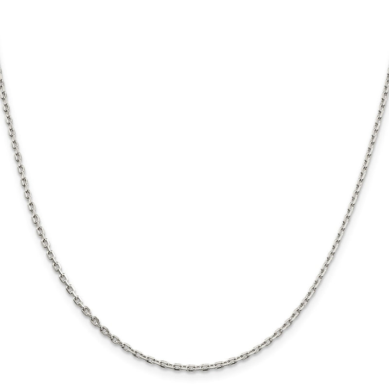18 Inch Sterling Silver 2mm Beveled Oval Cable Chain W/2In Ext.