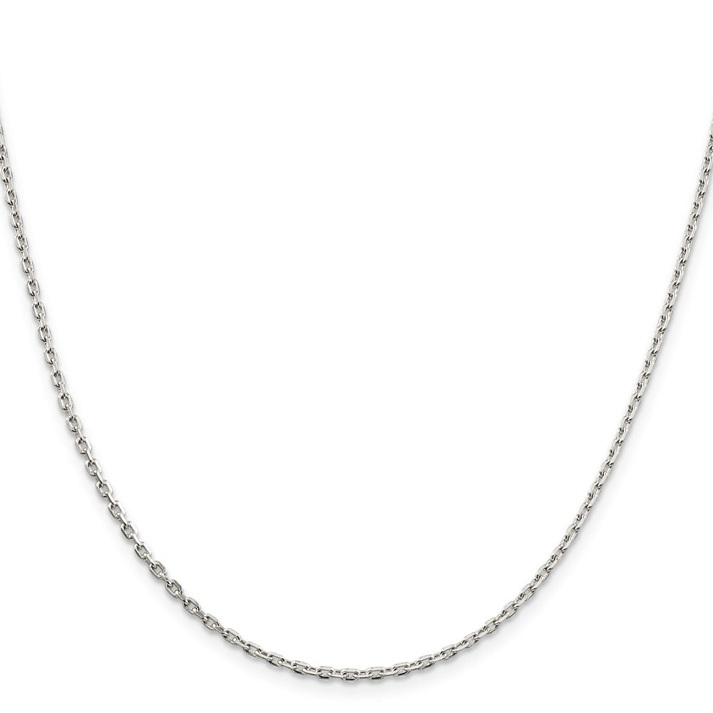 36 Inch Sterling Silver 2mm Beveled Oval Cable Chain Necklace