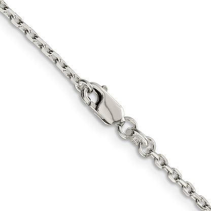 14 Inch Sterling Silver 2mm Beveled Oval Cable Chain