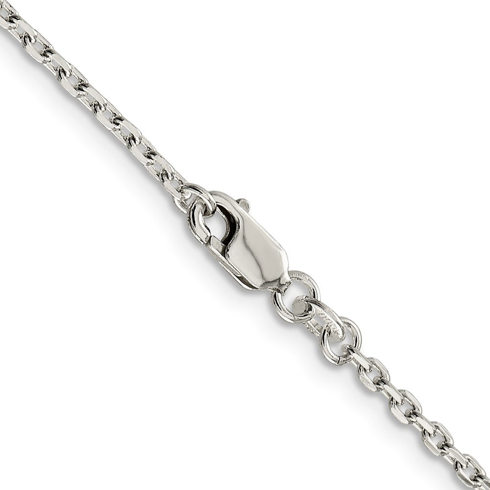 36 Inch Sterling Silver 2mm Beveled Oval Cable Chain Necklace