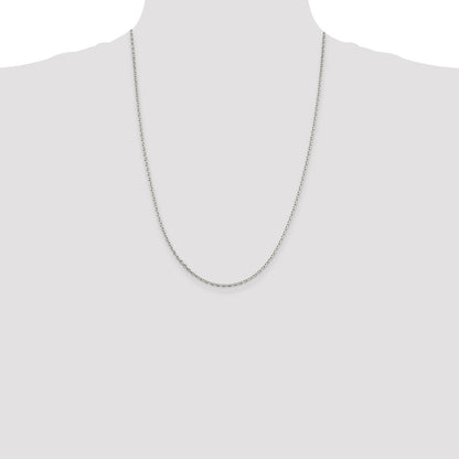 24 Inch Sterling Silver 2mm Beveled Oval Cable Chain Necklace