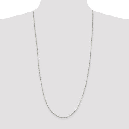30 Inch Sterling Silver 2mm Beveled Oval Cable Chain Necklace