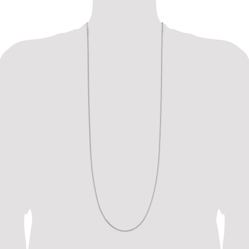 36 Inch Sterling Silver 2mm Beveled Oval Cable Chain Necklace