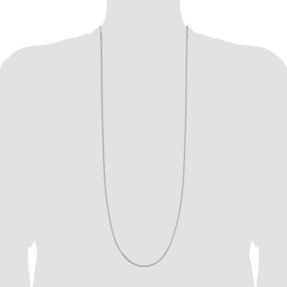 36 Inch Sterling Silver 2mm Beveled Oval Cable Chain Necklace