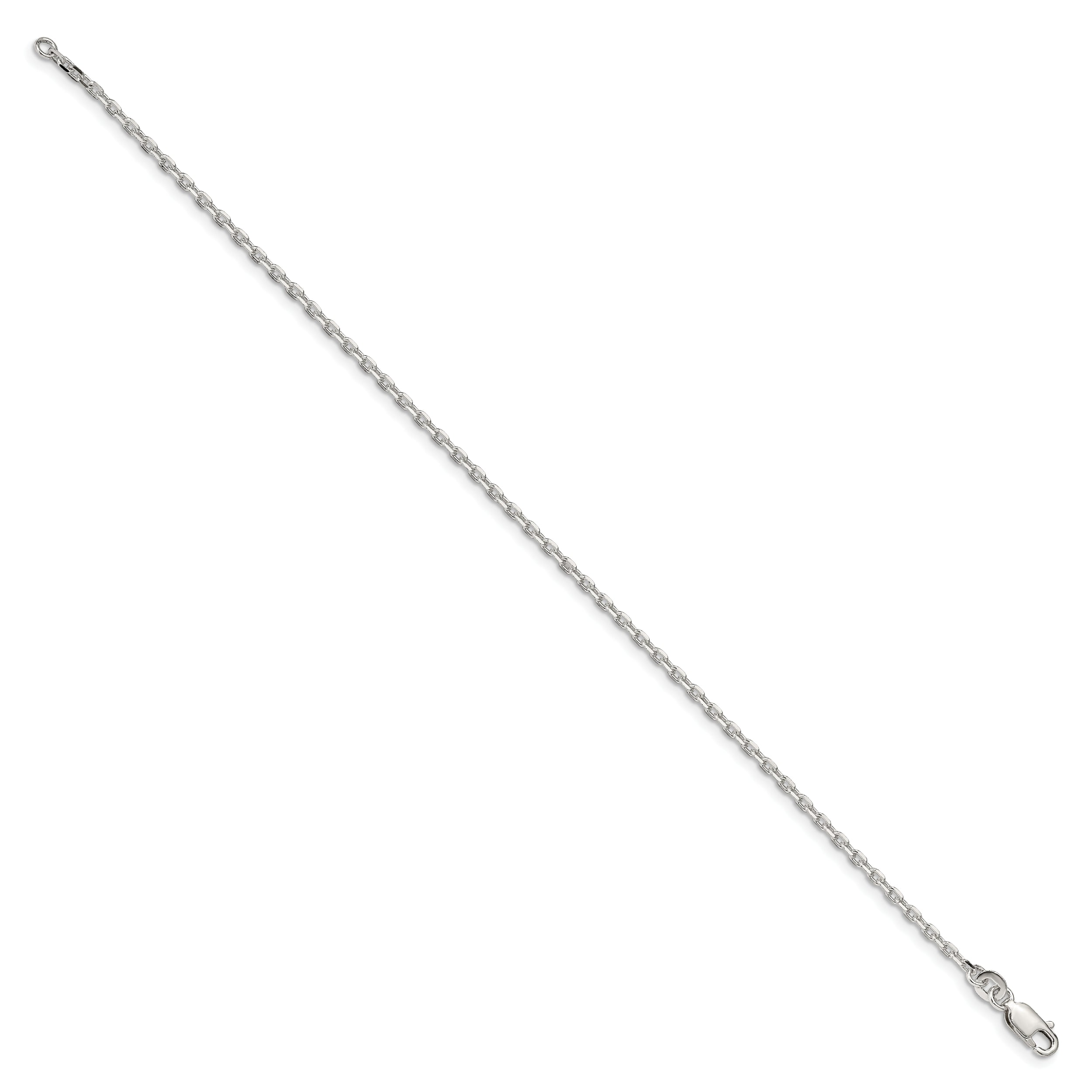 7 Inch Sterling Silver 2mm Beveled Oval Cable Chain