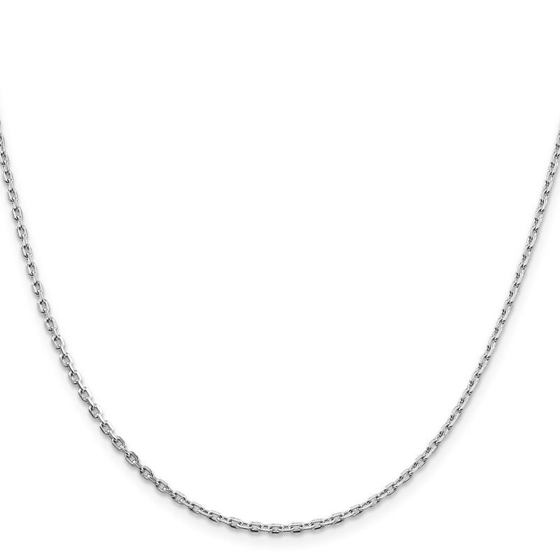 16 Inch Sterling Silver Rhodium-Plated 2mm Beveled Oval Cable Chain Necklace