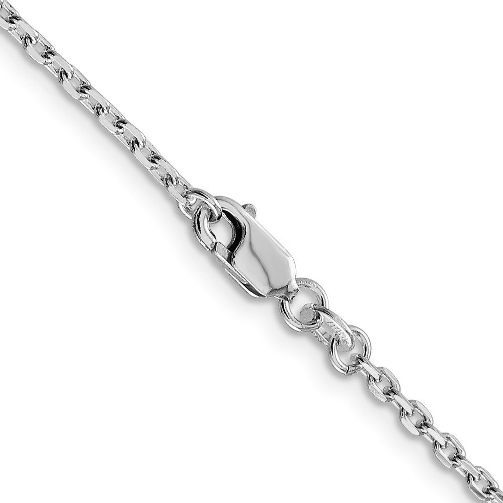28 Inch Sterling Silver Rhodium-Plated 2mm Beveled Oval Cable Chain Necklace