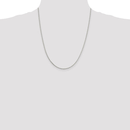 22 Inch Sterling Silver Rhodium-Plated 2mm Beveled Oval Cable Chain Necklace