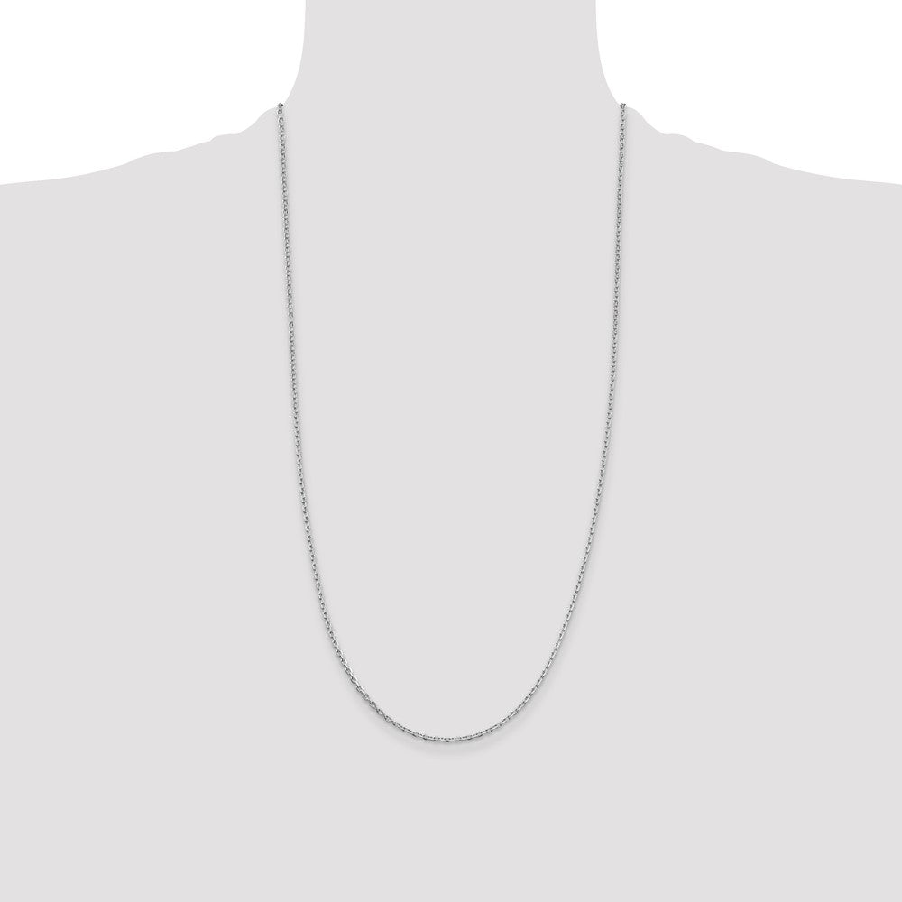 28 Inch Sterling Silver Rhodium-Plated 2mm Beveled Oval Cable Chain Necklace