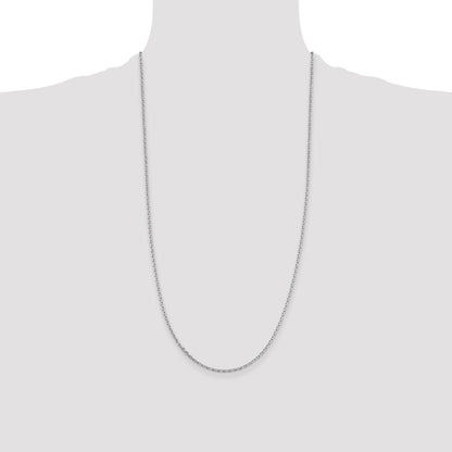 28 Inch Sterling Silver Rhodium-Plated 2mm Beveled Oval Cable Chain Necklace