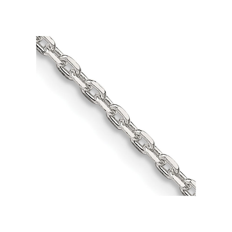 14 Inch Sterling Silver 2mm Beveled Oval Cable Chain Necklace