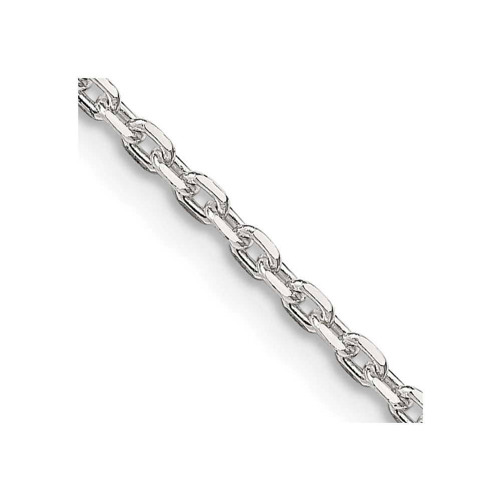 36 Inch Sterling Silver 2mm Beveled Oval Cable Chain Necklace