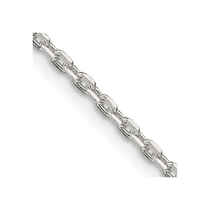 36 Inch Sterling Silver 2mm Beveled Oval Cable Chain Necklace