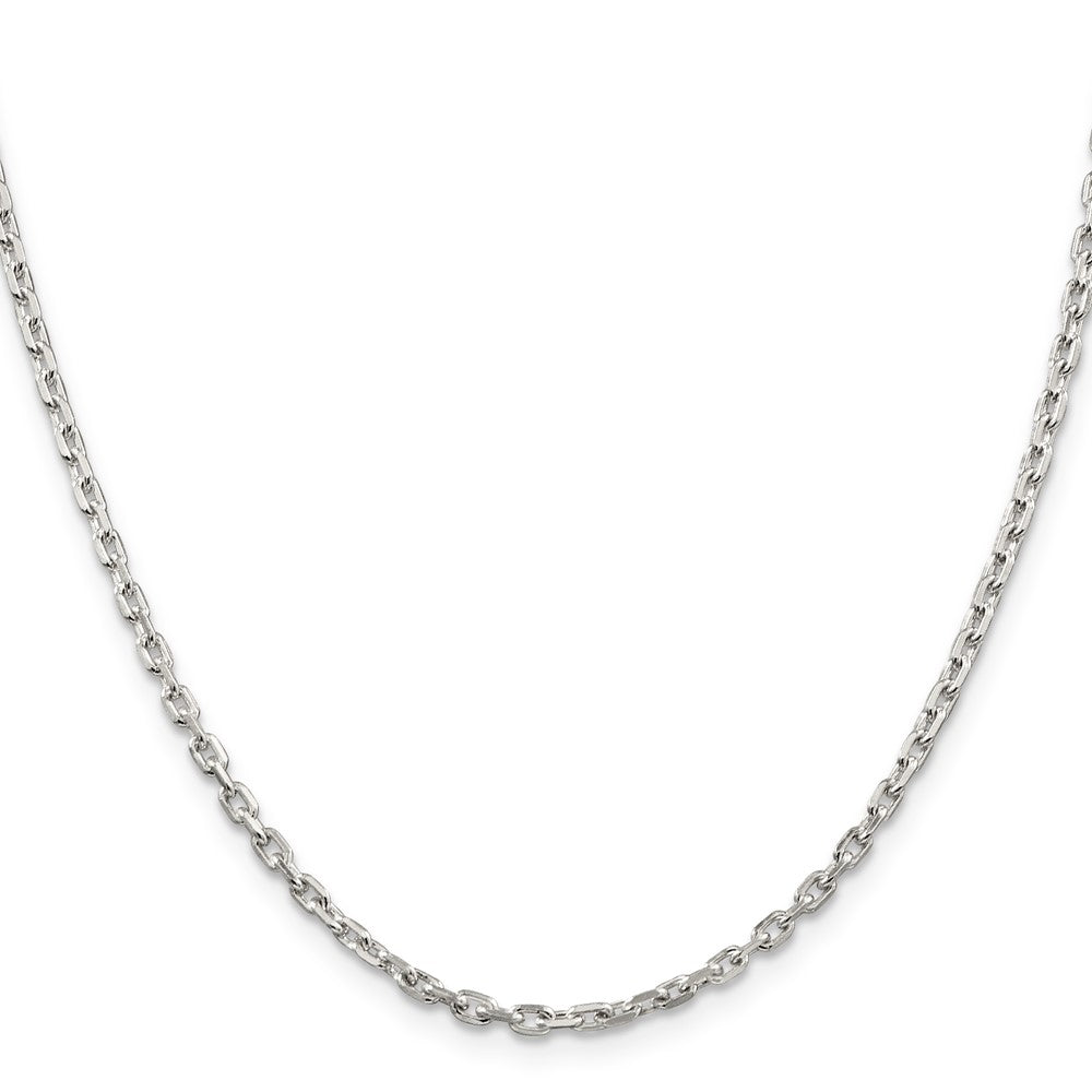 36 Inch Sterling Silver 2.75mm Beveled Oval Cable Chain Necklace