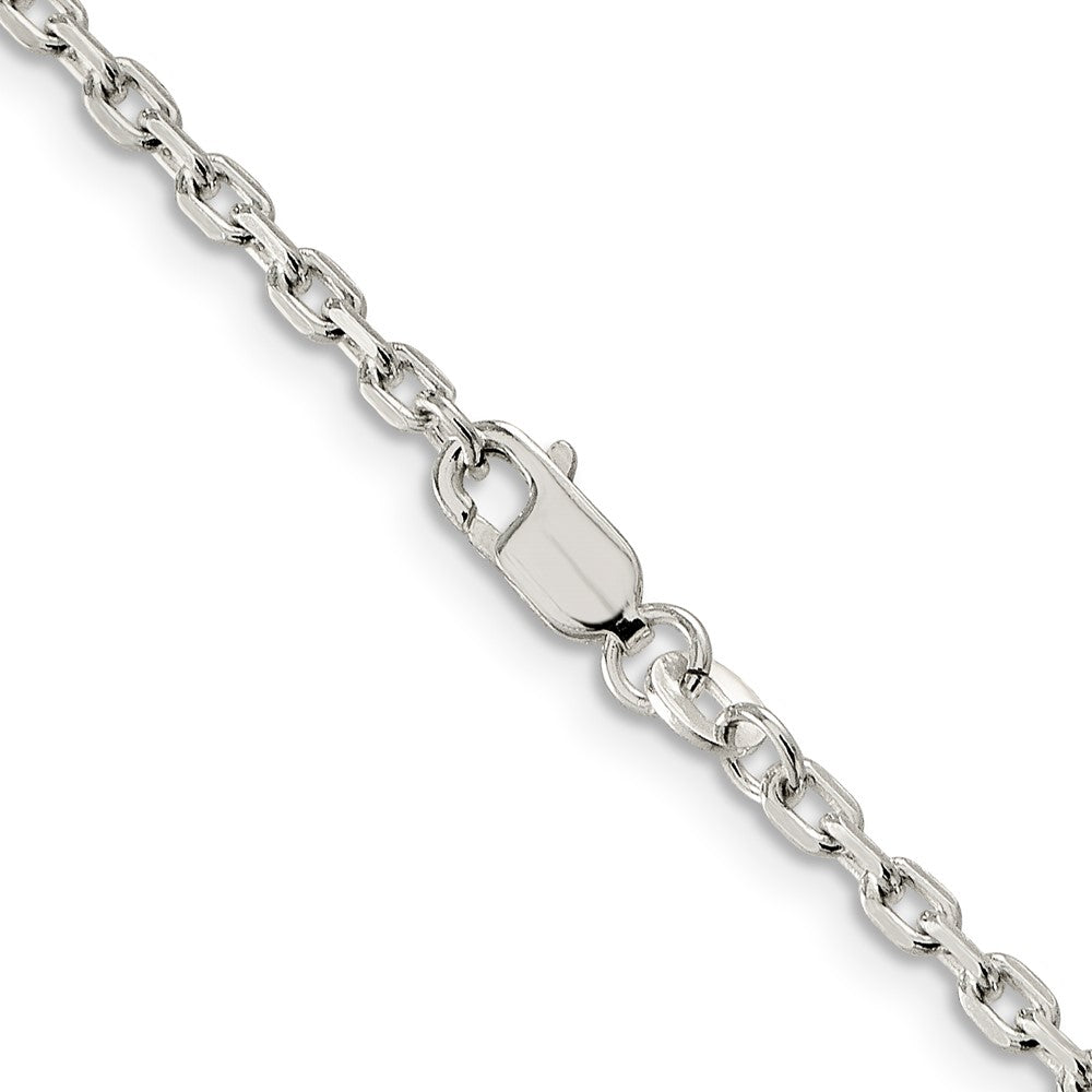36 Inch Sterling Silver 2.75mm Beveled Oval Cable Chain Necklace