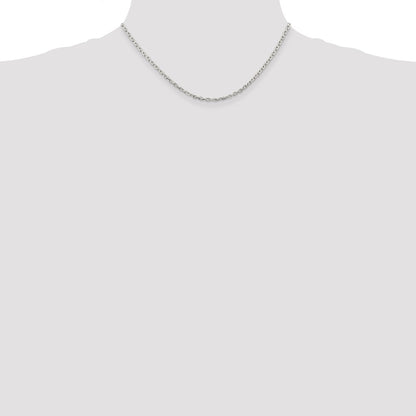 16 Inch Sterling Silver 2.75mm Beveled Oval Cable Chain Necklace