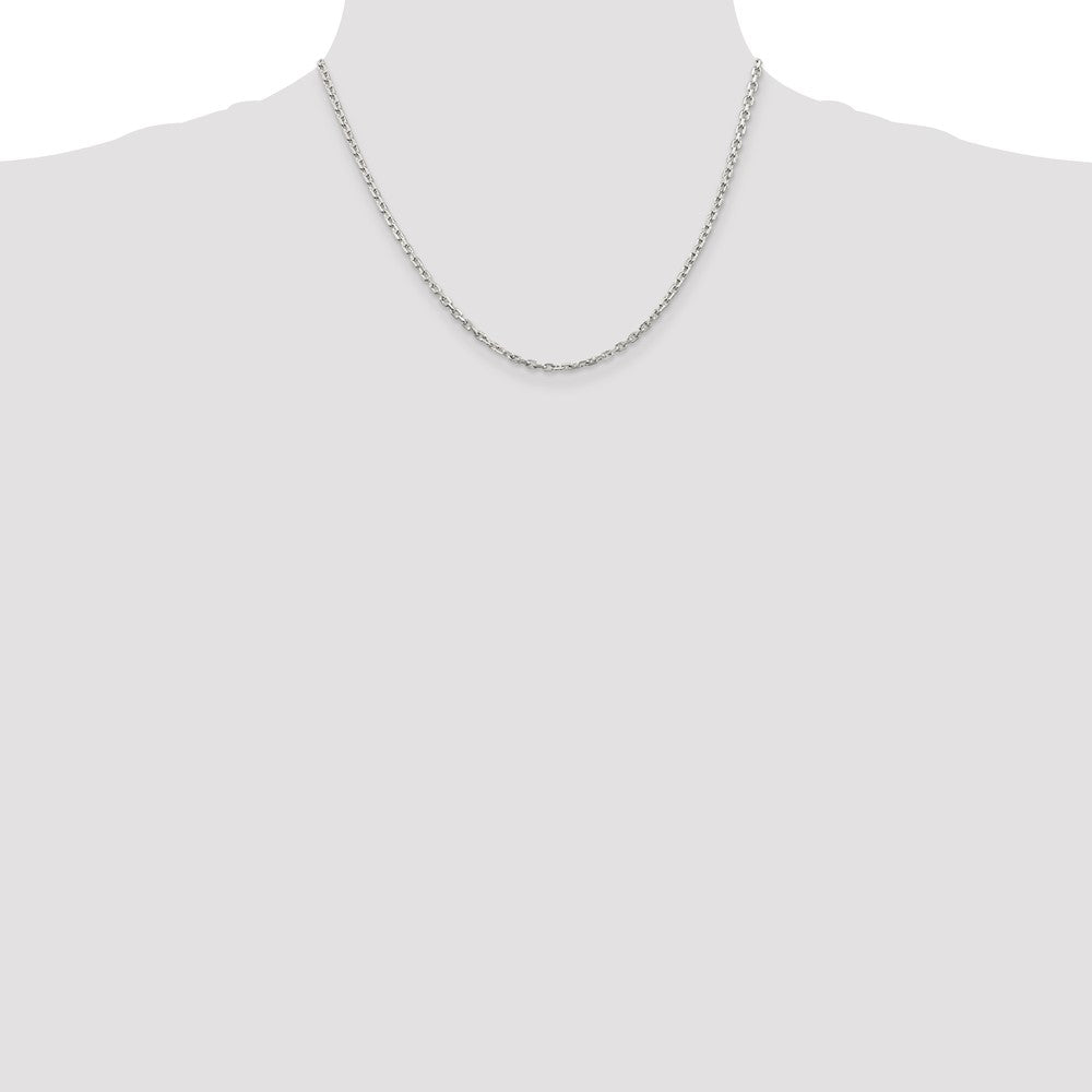18 Inch Sterling Silver 2.75mm Beveled Oval Cable Chain Necklace