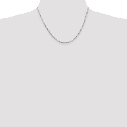 18 Inch Sterling Silver 2.75mm Beveled Oval Cable Chain Necklace