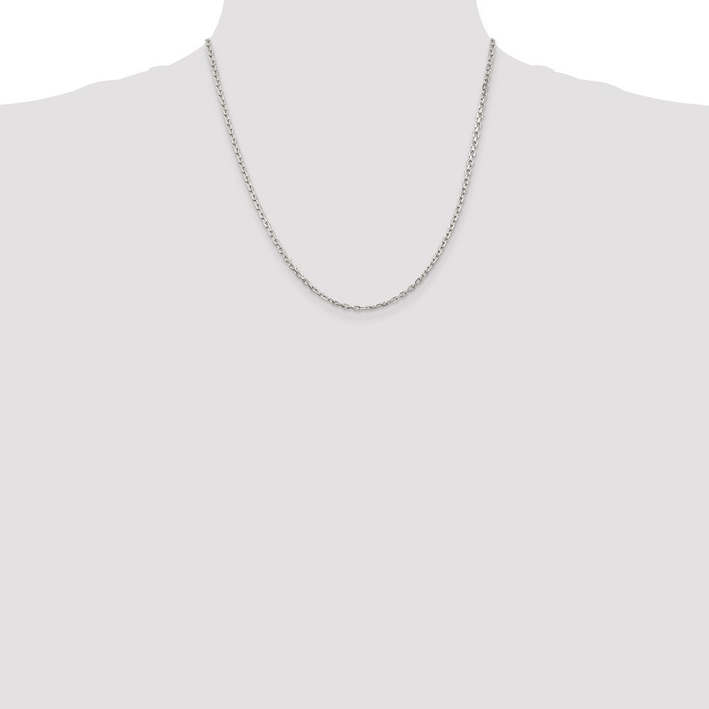 20 Inch Sterling Silver 2.75mm Beveled Oval Cable Chain Necklace