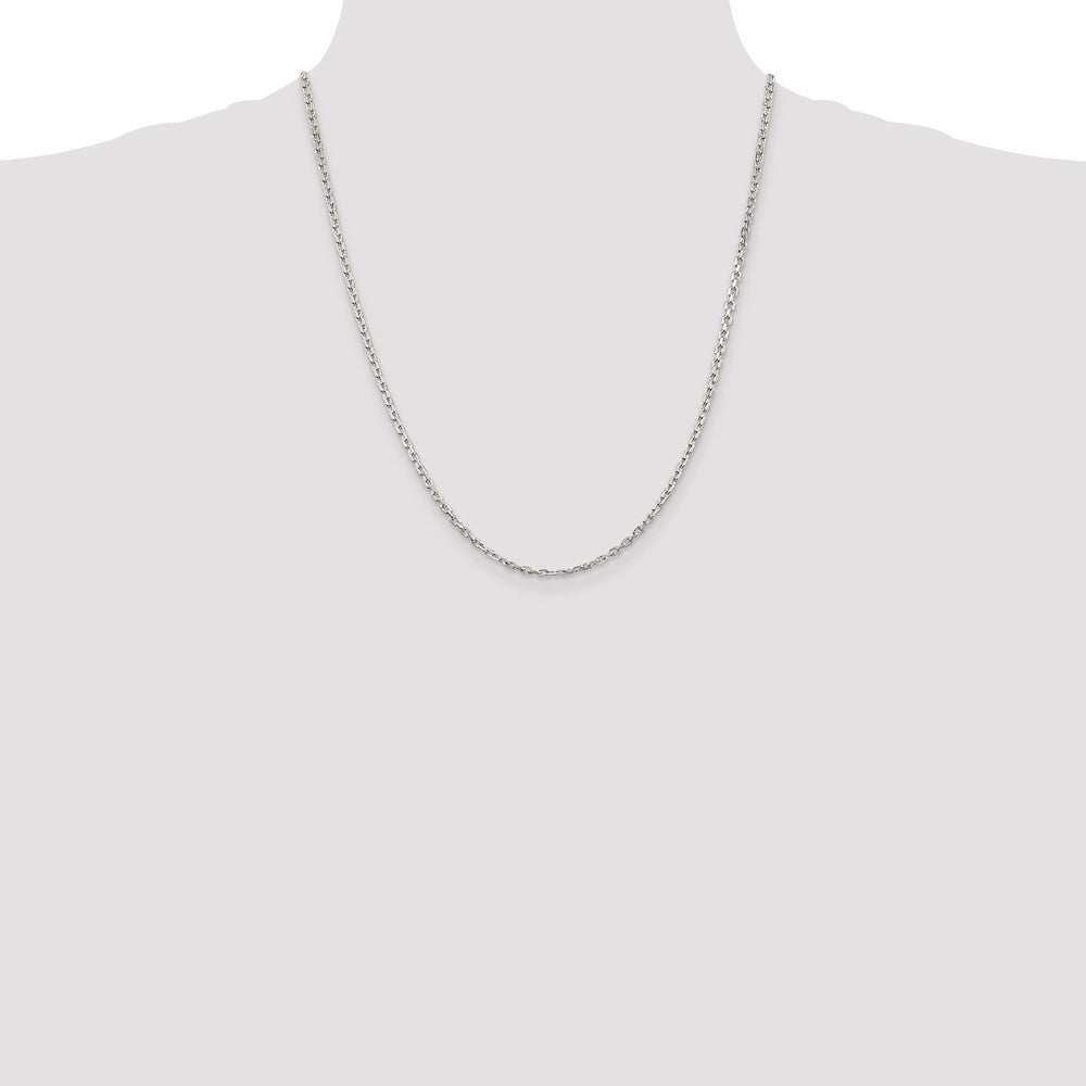 22 Inch Sterling Silver 2.75mm Beveled Oval Cable Chain Necklace