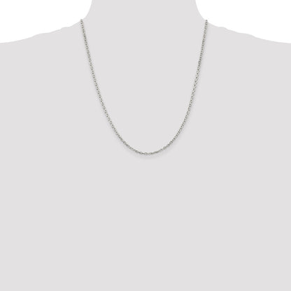22 Inch Sterling Silver 2.75mm Beveled Oval Cable Chain Necklace
