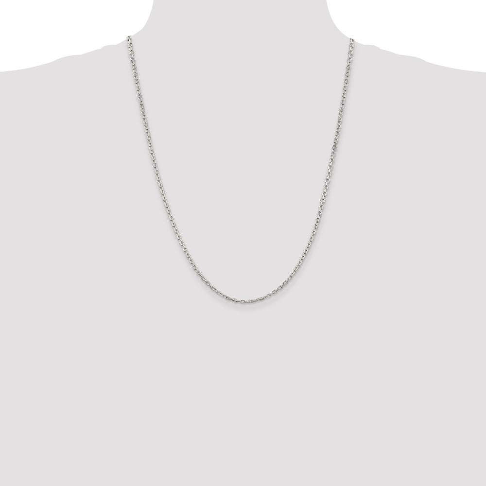24 Inch Sterling Silver 2.75mm Beveled Oval Cable Chain Necklace