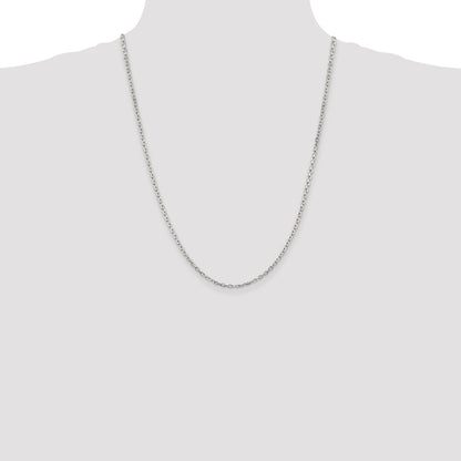 24 Inch Sterling Silver 2.75mm Beveled Oval Cable Chain Necklace