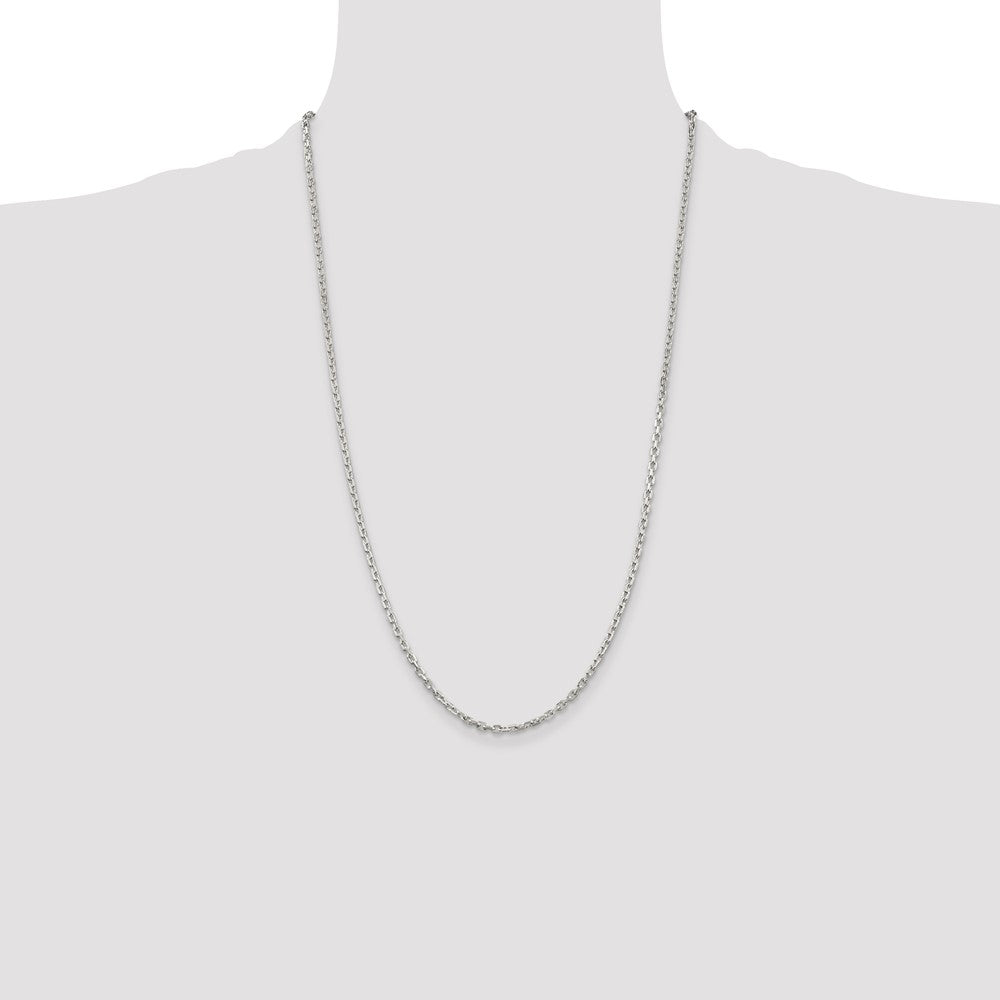 26 Inch Sterling Silver 2.75mm Beveled Oval Cable Chain Necklace