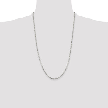 26 Inch Sterling Silver 2.75mm Beveled Oval Cable Chain Necklace
