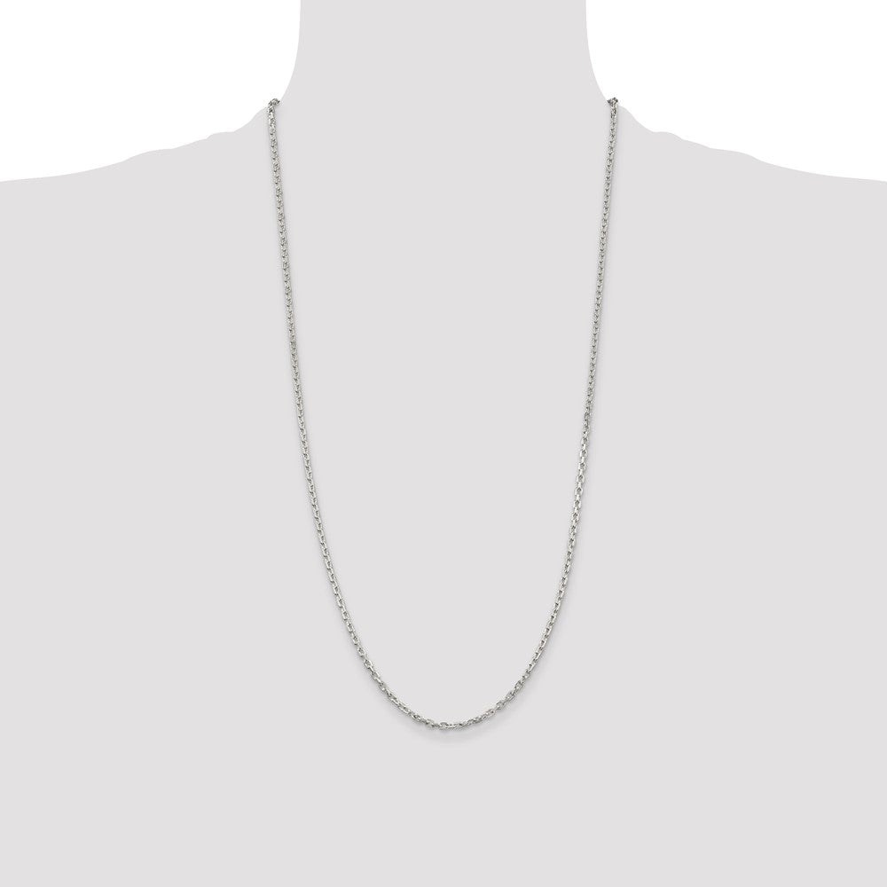 28 Inch Sterling Silver 2.75mm Beveled Oval Cable Chain Necklace