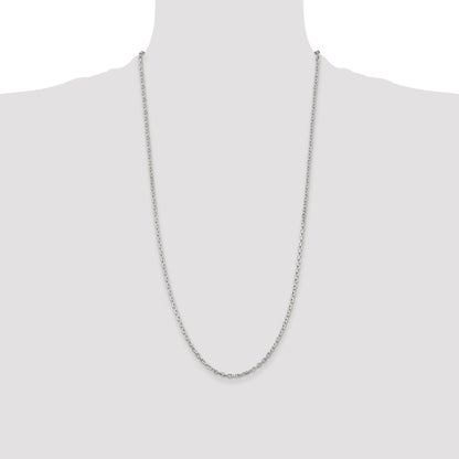 28 Inch Sterling Silver 2.75mm Beveled Oval Cable Chain Necklace