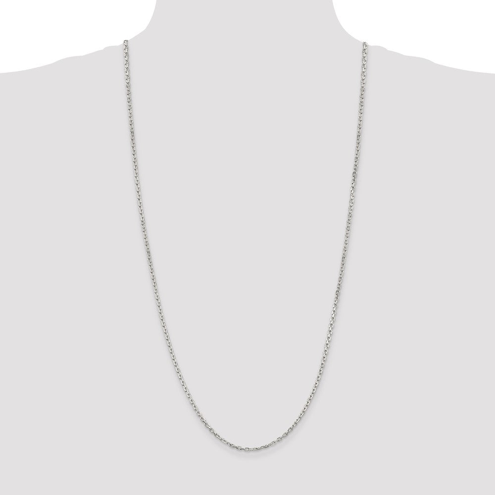 30 Inch Sterling Silver 2.75mm Beveled Oval Cable Chain Necklace