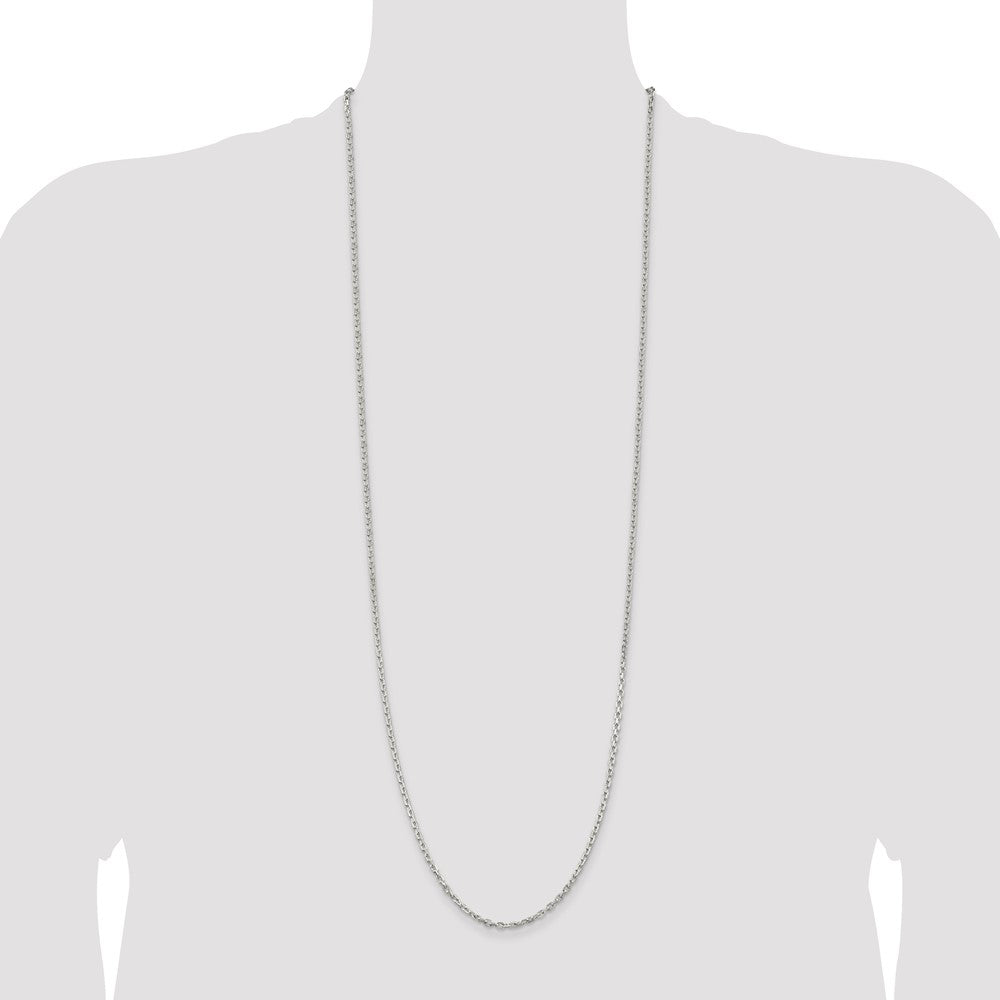 36 Inch Sterling Silver 2.75mm Beveled Oval Cable Chain Necklace