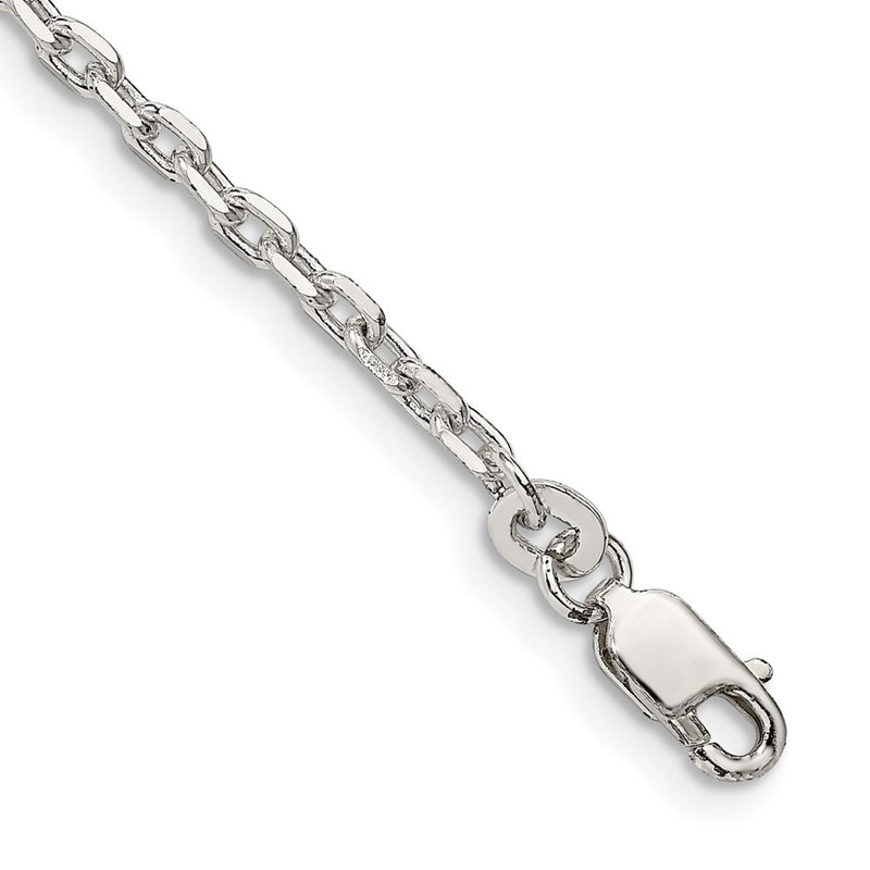8 Inch Sterling Silver 2.75mm Beveled Oval Cable Chain Bracelet